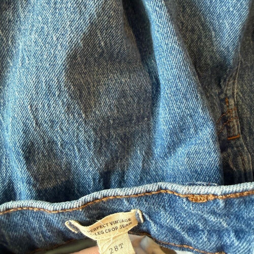 Madewell Cresslow Blue Stretch Denim Perfect Vintage Wide-Leg Crop Jeans 28 Tall - Picture 6 of 8